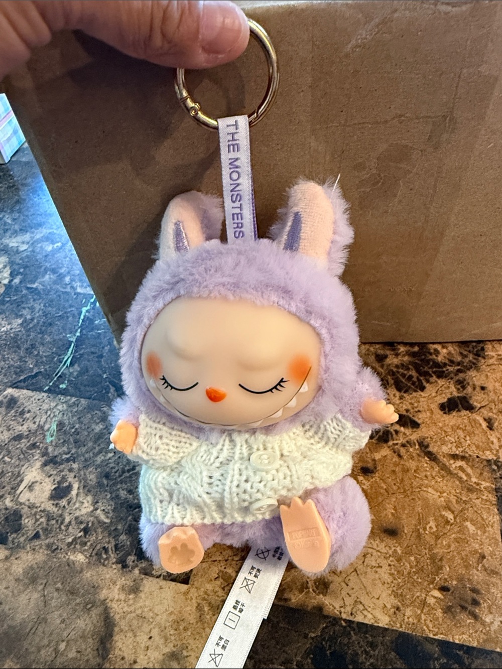 Lavender Bunny Keychain Plush with Knit Sweater - The Monsterss
